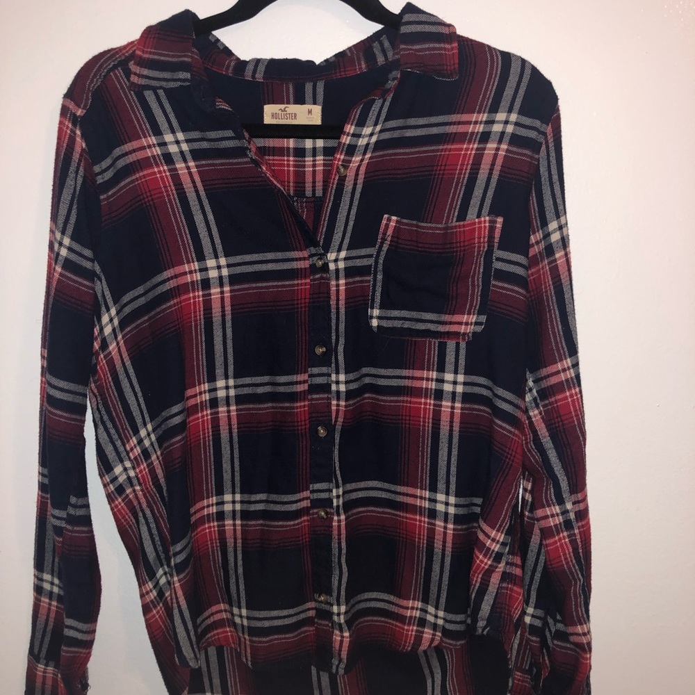 This is a red, white and blue Hollister flannel.